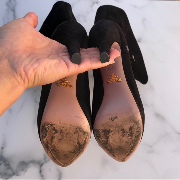 Prada women’s black suede stiletto zip ankle boot size IT 35.5 US 5.5 - Picture 11 of 12